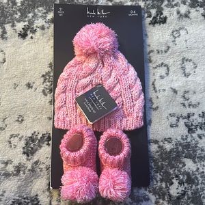 NWT- Nicole Miller Baby Hat and Bootie set